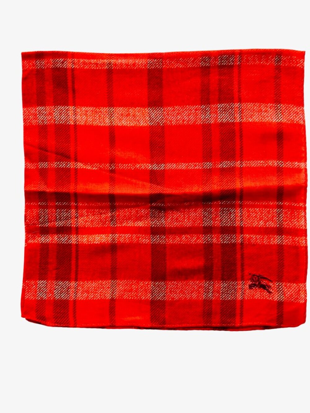 New Never worn Burberry Neck-kerchief 19.5" red black gray check embroidered(95 - Picture 8 of 12